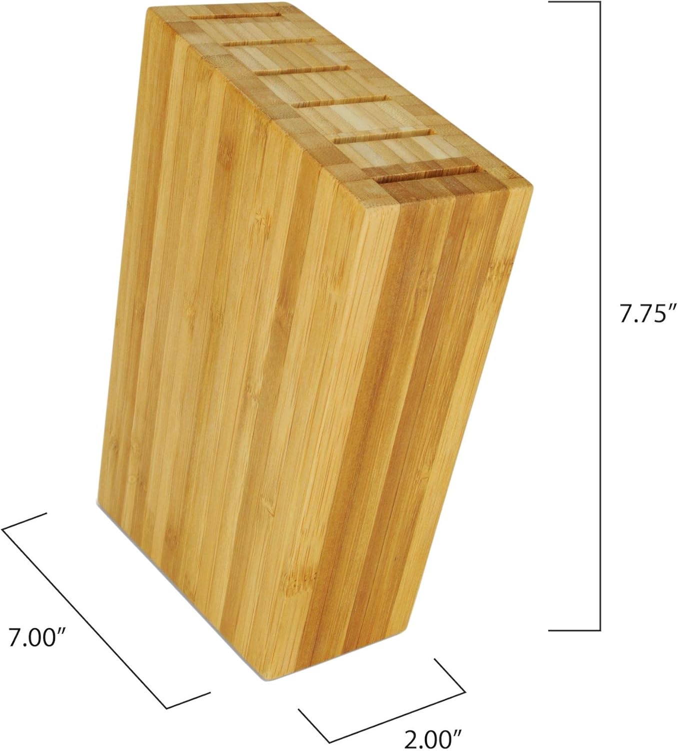 Bamboo Steak Knife Block | 6-Slot Sidecar Steak Knife Holder, Made from Genuine Bamboo, Kitchen Storage