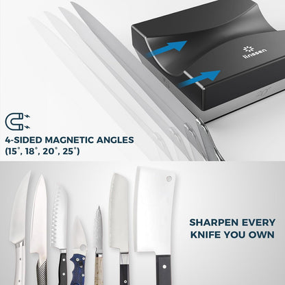 Rolling Knife Sharpener Kit, Aluminum Alloy Knife Sharpening System with Magnetic Base, Premium 4 Sharpening Angles Knife Sharpener Set with Industry Diamonds for All Chef and Kitchen Knives