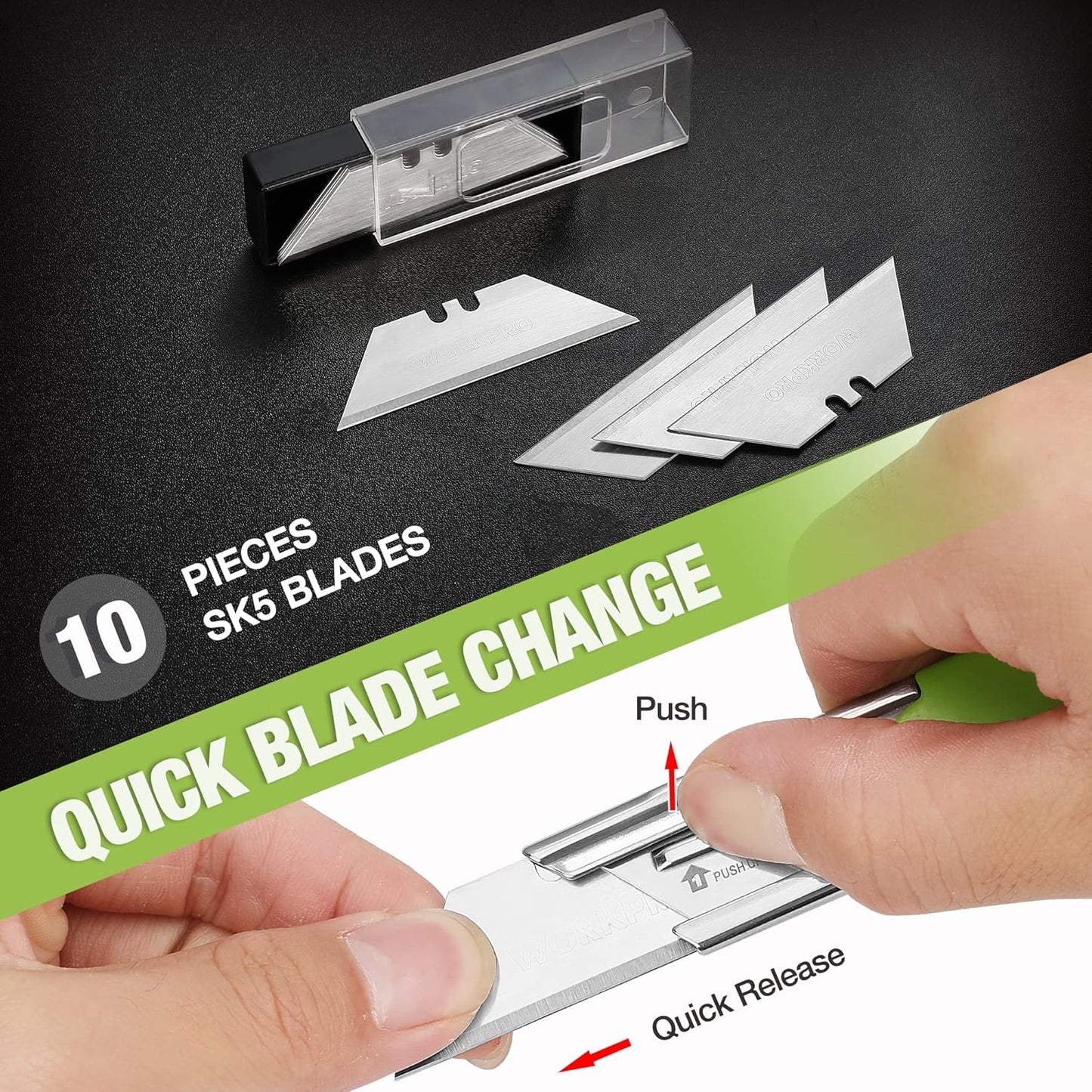 3PCS Quick Change Folding Pocket Utility Knife Set with Belt Clip