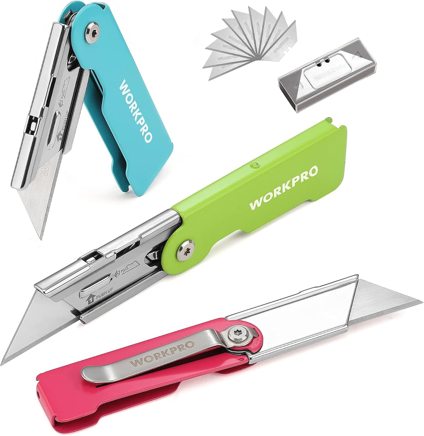 3PCS Quick Change Folding Pocket Utility Knife Set with Belt Clip