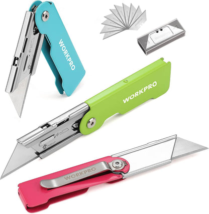 3PCS Quick Change Folding Pocket Utility Knife Set with Belt Clip