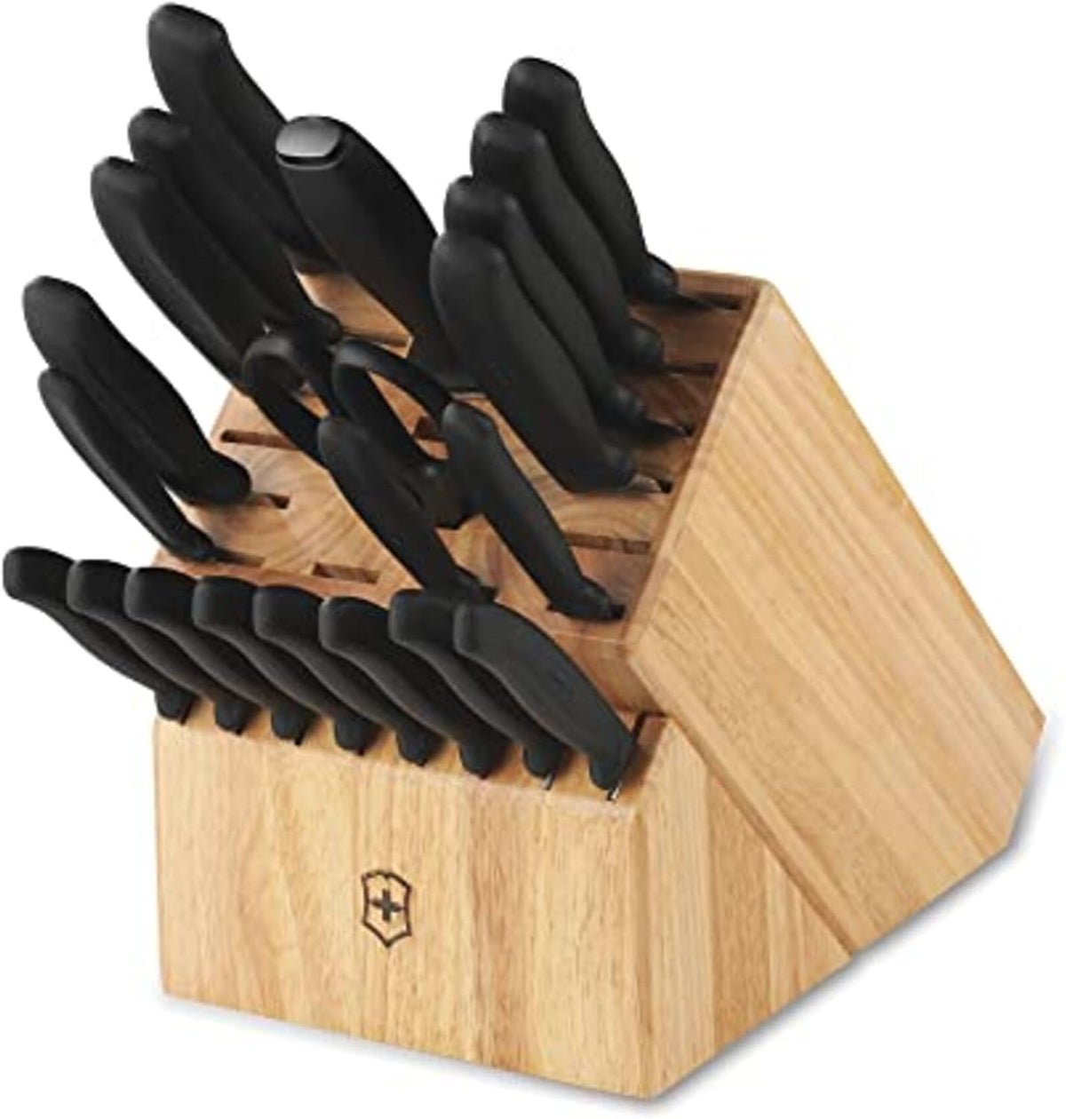 Swiss Classic Knife Block - Kitchen Knife Set with Block for Home Essentials - Includes Chef's Knife, Kitchen Shears & More - Black Handles
