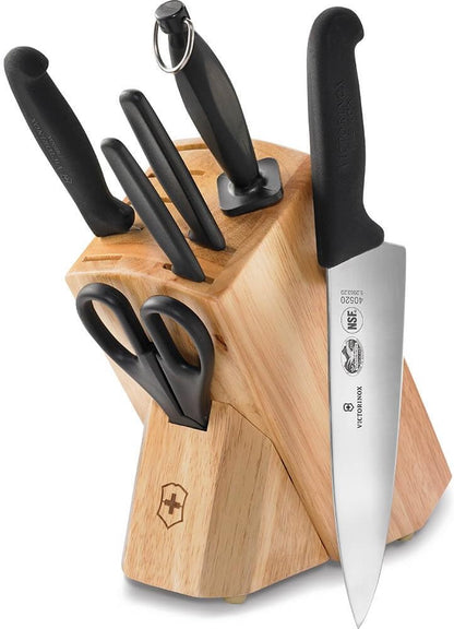 Swiss Classic Knife Block - Kitchen Knife Set with Block for Home Essentials - Includes Chef's Knife, Kitchen Shears & More - Black Handles