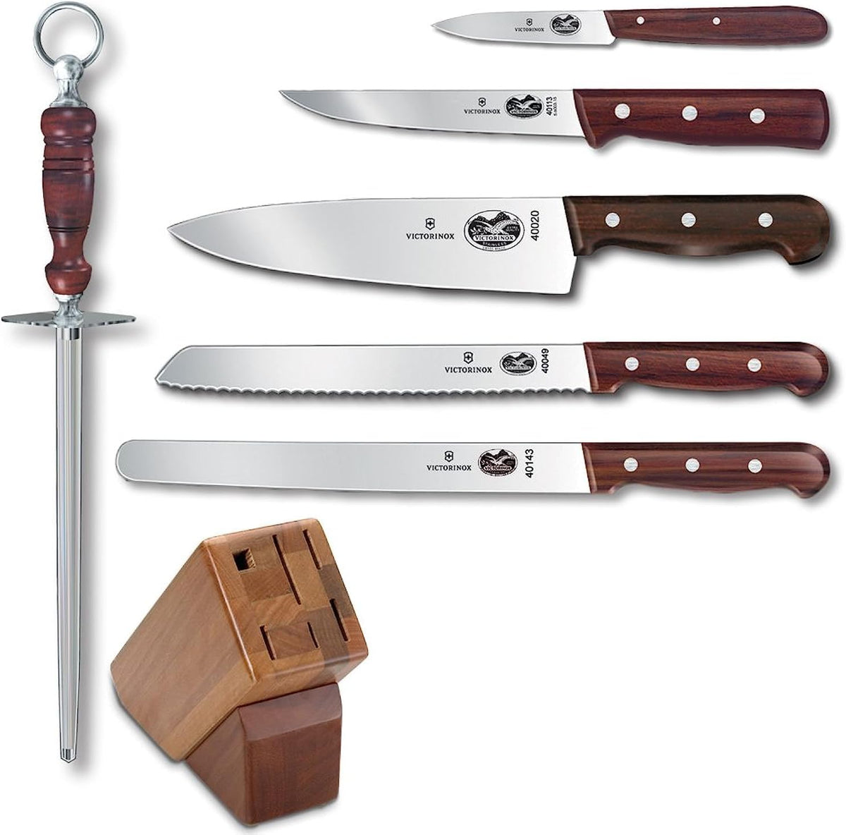 Swiss Classic Knife Block - Kitchen Knife Set with Block for Home Essentials - Includes Chef's Knife, Kitchen Shears & More - Black Handles