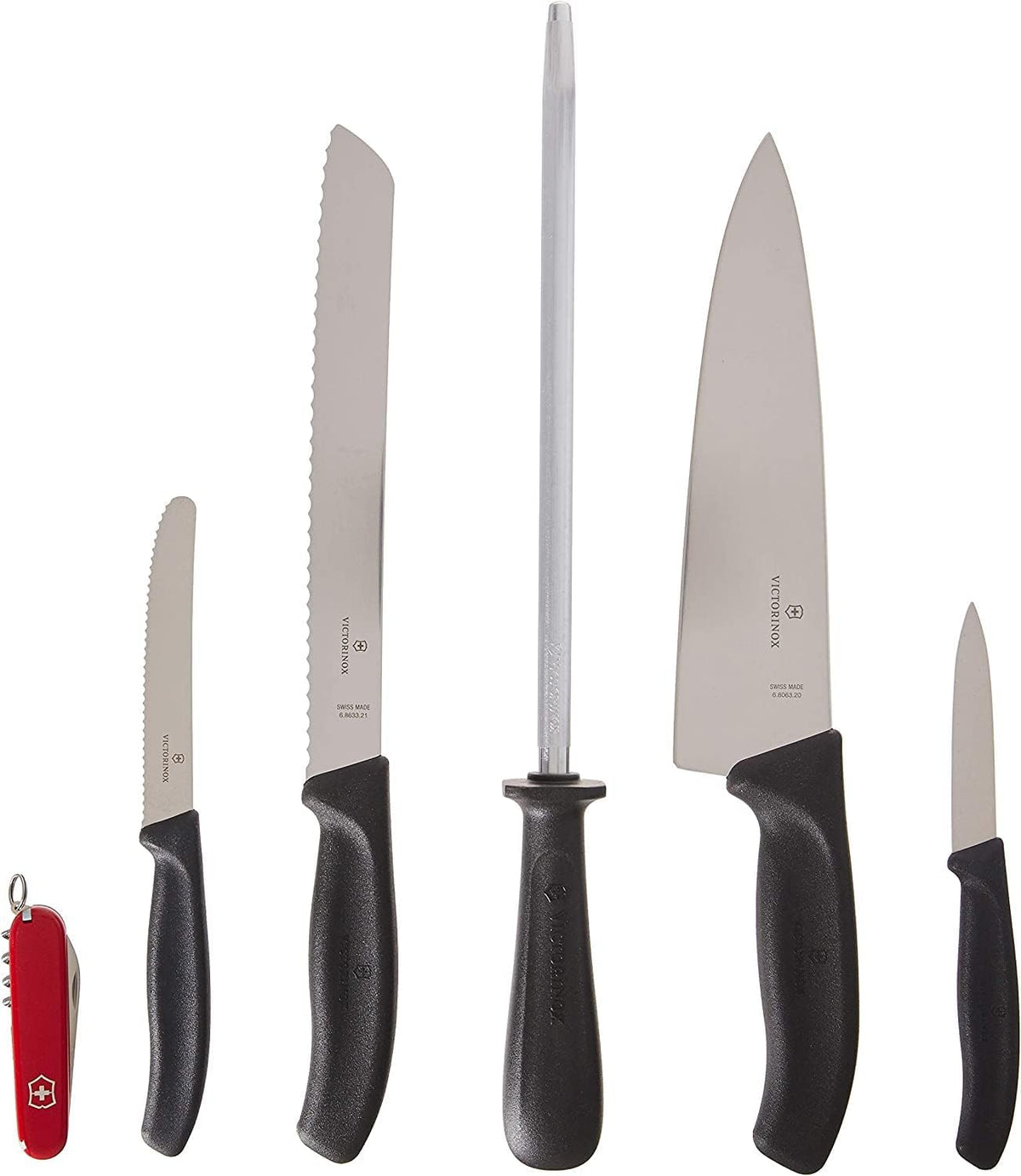 Swiss Classic Knife Block - Kitchen Knife Set with Block for Home Essentials - Includes Chef's Knife, Kitchen Shears & More - Black Handles
