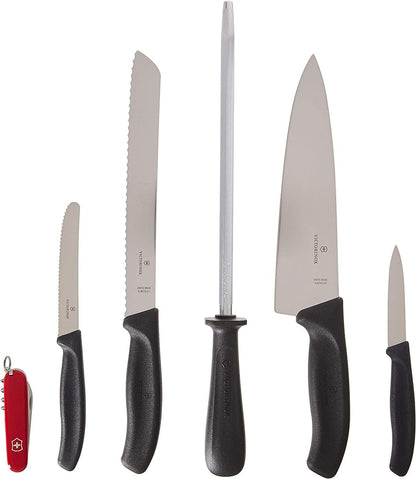 Swiss Classic Knife Block - Kitchen Knife Set with Block for Home Essentials - Includes Chef's Knife, Kitchen Shears & More - Black Handles