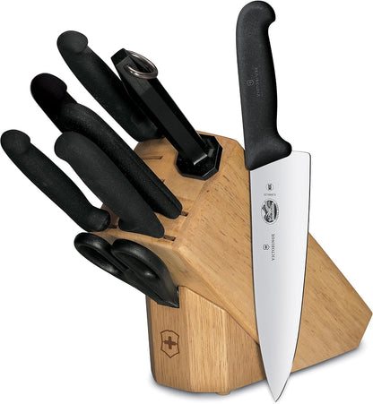 Swiss Classic Knife Block - Kitchen Knife Set with Block for Home Essentials - Includes Chef's Knife, Kitchen Shears & More - Black Handles