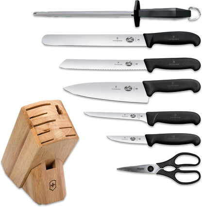 Swiss Classic Knife Block - Kitchen Knife Set with Block for Home Essentials - Includes Chef's Knife, Kitchen Shears & More - Black Handles
