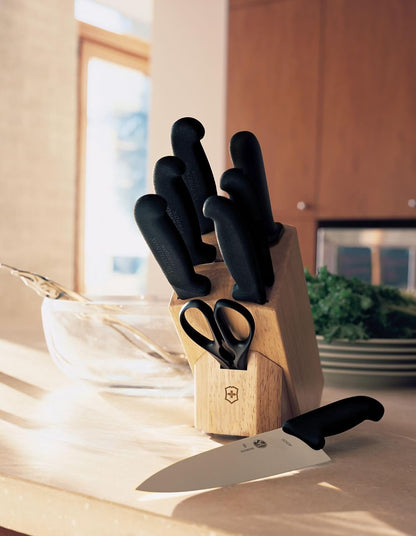 Swiss Classic Knife Block - Kitchen Knife Set with Block for Home Essentials - Includes Chef's Knife, Kitchen Shears & More - Black Handles