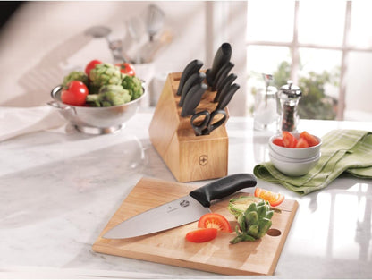 Swiss Classic Knife Block - Kitchen Knife Set with Block for Home Essentials - Includes Chef's Knife, Kitchen Shears & More - Black Handles
