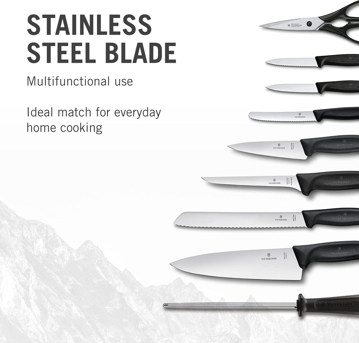Swiss Classic Knife Block - Kitchen Knife Set with Block for Home Essentials - Includes Chef's Knife, Kitchen Shears & More - Black Handles