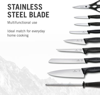 Swiss Classic Knife Block - Kitchen Knife Set with Block for Home Essentials - Includes Chef's Knife, Kitchen Shears & More - Black Handles