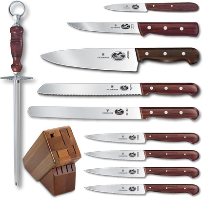 Swiss Classic Knife Block - Kitchen Knife Set with Block for Home Essentials - Includes Chef's Knife, Kitchen Shears & More - Black Handles