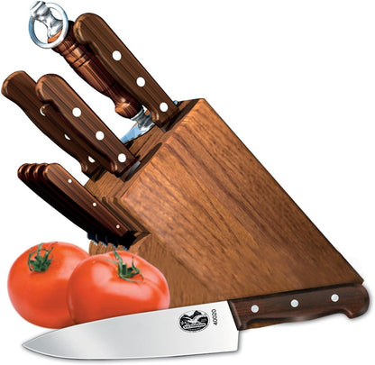 Swiss Classic Knife Block - Kitchen Knife Set with Block for Home Essentials - Includes Chef's Knife, Kitchen Shears & More - Black Handles