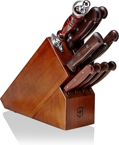 Swiss Classic Knife Block - Kitchen Knife Set with Block for Home Essentials - Includes Chef's Knife, Kitchen Shears & More - Black Handles