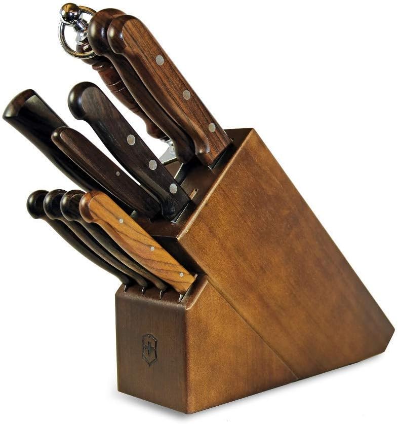 Swiss Classic Knife Block - Kitchen Knife Set with Block for Home Essentials - Includes Chef's Knife, Kitchen Shears & More - Black Handles