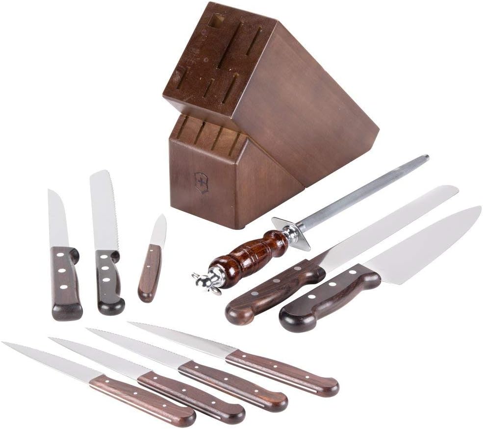 Swiss Classic Knife Block - Kitchen Knife Set with Block for Home Essentials - Includes Chef's Knife, Kitchen Shears & More - Black Handles
