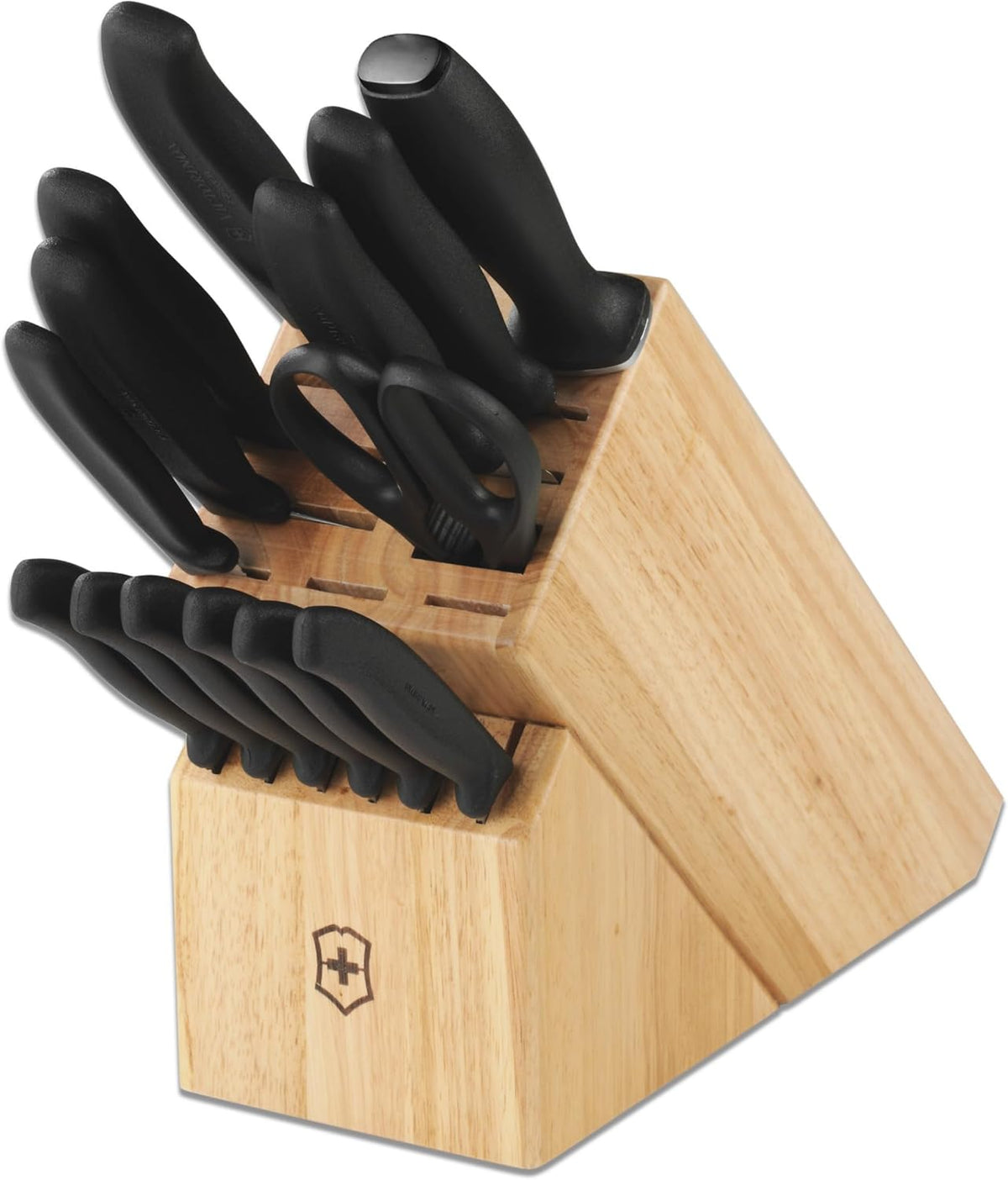 Swiss Classic Knife Block - Kitchen Knife Set with Block for Home Essentials - Includes Chef's Knife, Kitchen Shears & More - Black Handles