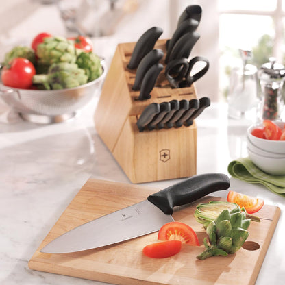 Swiss Classic Knife Block - Kitchen Knife Set with Block for Home Essentials - Includes Chef's Knife, Kitchen Shears & More - Black Handles