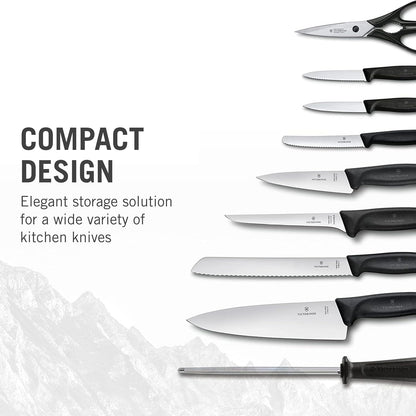 Swiss Classic Knife Block - Kitchen Knife Set with Block for Home Essentials - Includes Chef's Knife, Kitchen Shears & More - Black Handles