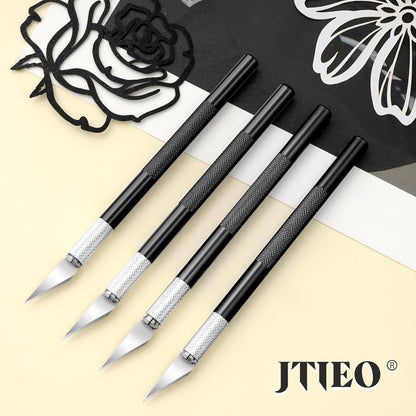 74 Pack Hobby Knife Exacto Knife with 4 Upgrade Sharp Hobby Knives and 70 Spare Craft Knife Blades for Art, Scrapbooking,Stencil