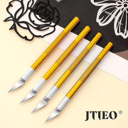 74 Pack Hobby Knife Exacto Knife with 4 Upgrade Sharp Hobby Knives and 70 Spare Craft Knife Blades for Art, Scrapbooking,Stencil