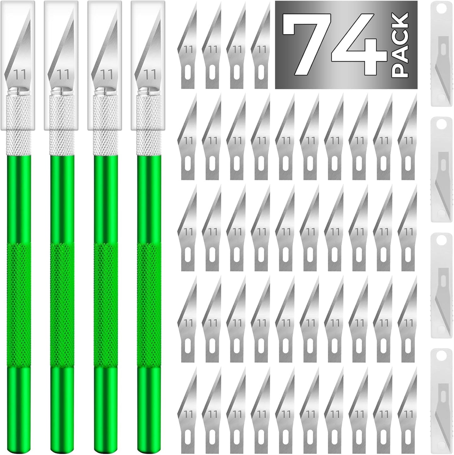 74 Pack Hobby Knife Exacto Knife with 4 Upgrade Sharp Hobby Knives and 70 Spare Craft Knife Blades for Art, Scrapbooking,Stencil
