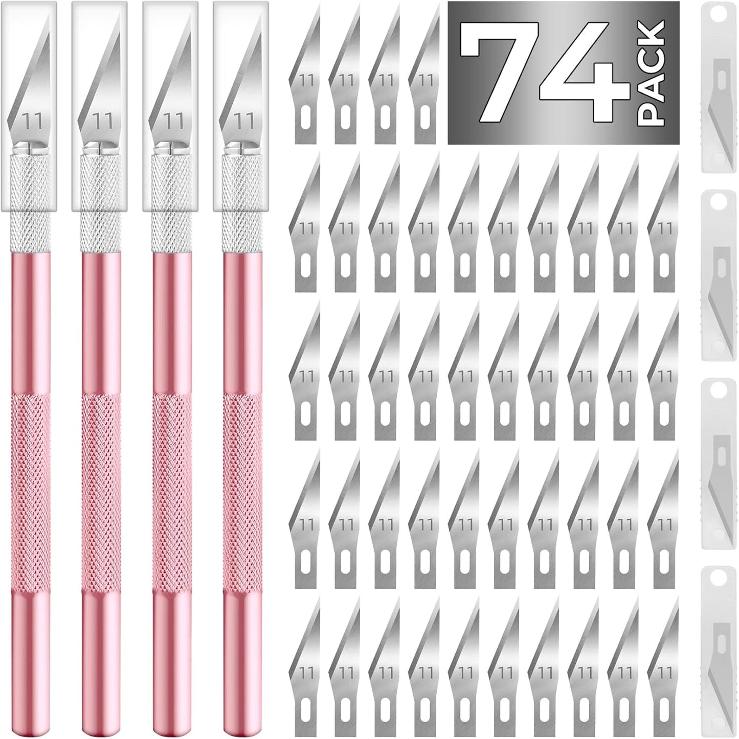 74 Pack Hobby Knife Exacto Knife with 4 Upgrade Sharp Hobby Knives and 70 Spare Craft Knife Blades for Art, Scrapbooking,Stencil