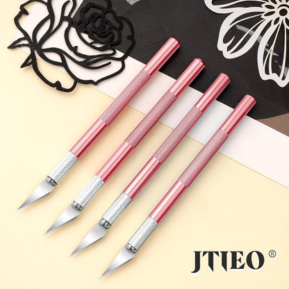 74 Pack Hobby Knife Exacto Knife with 4 Upgrade Sharp Hobby Knives and 70 Spare Craft Knife Blades for Art, Scrapbooking,Stencil