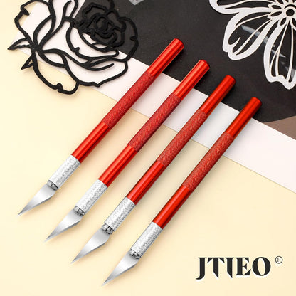 74 Pack Hobby Knife Exacto Knife with 4 Upgrade Sharp Hobby Knives and 70 Spare Craft Knife Blades for Art, Scrapbooking,Stencil