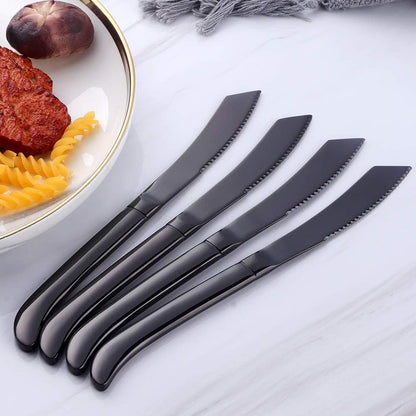 6-Pieces Rainbow Steak Knife Set, Premium Serrated Stainless Steel Kitchen Steak Knives, Flatware Utensil Silverware Sets, Dishwasher Safe