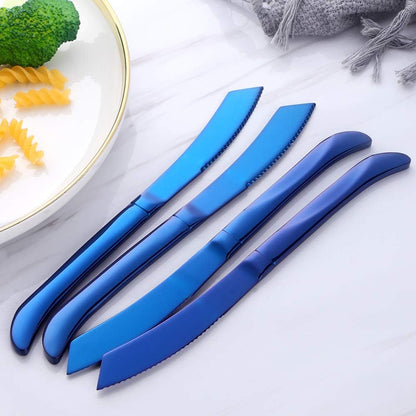 6-Pieces Rainbow Steak Knife Set, Premium Serrated Stainless Steel Kitchen Steak Knives, Flatware Utensil Silverware Sets, Dishwasher Safe