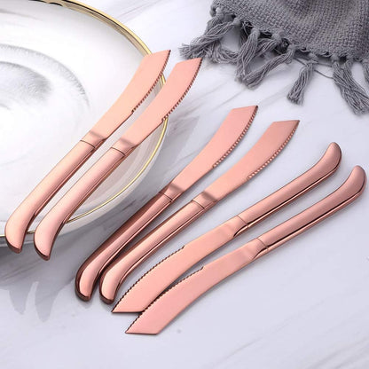 6-Pieces Rainbow Steak Knife Set, Premium Serrated Stainless Steel Kitchen Steak Knives, Flatware Utensil Silverware Sets, Dishwasher Safe