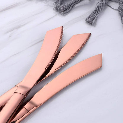6-Pieces Rainbow Steak Knife Set, Premium Serrated Stainless Steel Kitchen Steak Knives, Flatware Utensil Silverware Sets, Dishwasher Safe