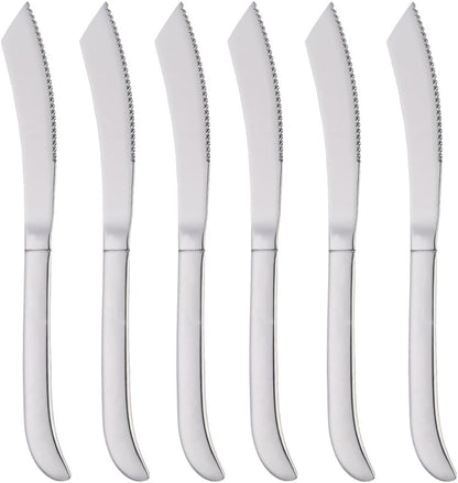 6-Pieces Rainbow Steak Knife Set, Premium Serrated Stainless Steel Kitchen Steak Knives, Flatware Utensil Silverware Sets, Dishwasher Safe