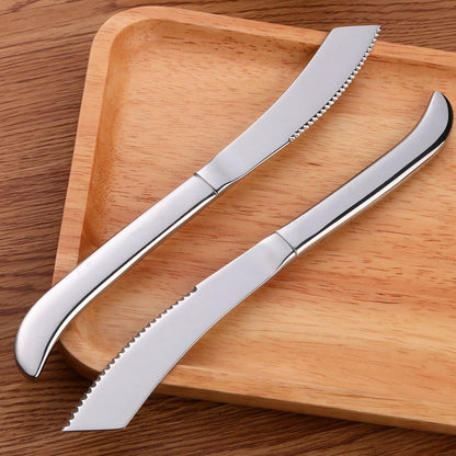 6-Pieces Rainbow Steak Knife Set, Premium Serrated Stainless Steel Kitchen Steak Knives, Flatware Utensil Silverware Sets, Dishwasher Safe