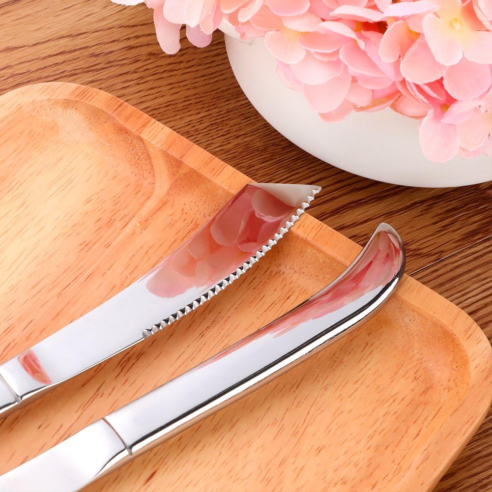 6-Pieces Rainbow Steak Knife Set, Premium Serrated Stainless Steel Kitchen Steak Knives, Flatware Utensil Silverware Sets, Dishwasher Safe