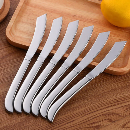 6-Pieces Rainbow Steak Knife Set, Premium Serrated Stainless Steel Kitchen Steak Knives, Flatware Utensil Silverware Sets, Dishwasher Safe