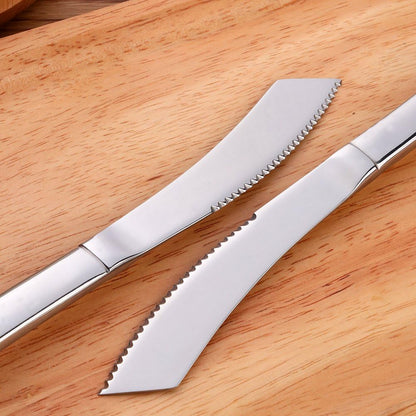 6-Pieces Rainbow Steak Knife Set, Premium Serrated Stainless Steel Kitchen Steak Knives, Flatware Utensil Silverware Sets, Dishwasher Safe