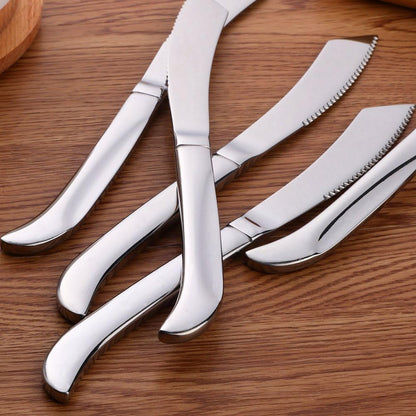 6-Pieces Rainbow Steak Knife Set, Premium Serrated Stainless Steel Kitchen Steak Knives, Flatware Utensil Silverware Sets, Dishwasher Safe