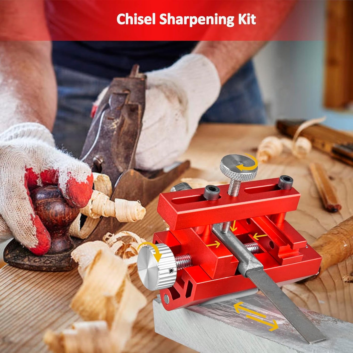 Honing Guide for Chisels and Planes,Adjustable Chisel Sharpening Jig,Fixed Angle Knife Sharpener Tool,Knife Honing Guide Clamping Planer Blade for Chisels and Planes