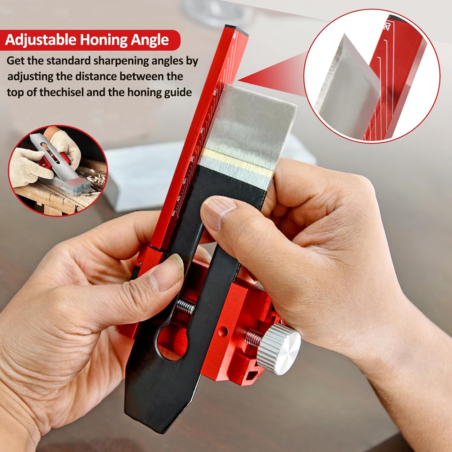 Honing Guide for Chisels and Planes,Adjustable Chisel Sharpening Jig,Fixed Angle Knife Sharpener Tool,Knife Honing Guide Clamping Planer Blade for Chisels and Planes