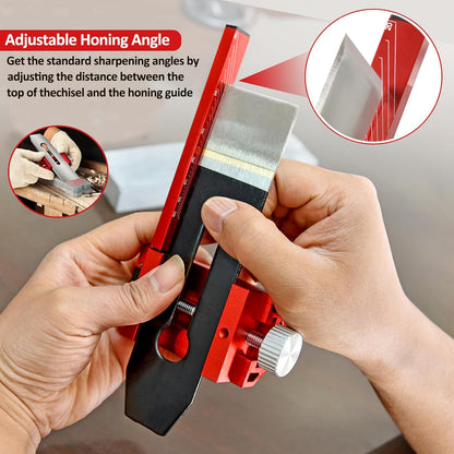 Honing Guide for Chisels and Planes,Adjustable Chisel Sharpening Jig,Fixed Angle Knife Sharpener Tool,Knife Honing Guide Clamping Planer Blade for Chisels and Planes