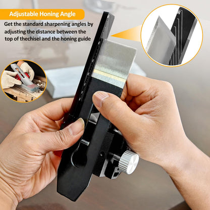 Honing Guide for Chisels and Planes,Adjustable Chisel Sharpening Jig,Fixed Angle Knife Sharpener Tool,Knife Honing Guide Clamping Planer Blade for Chisels and Planes