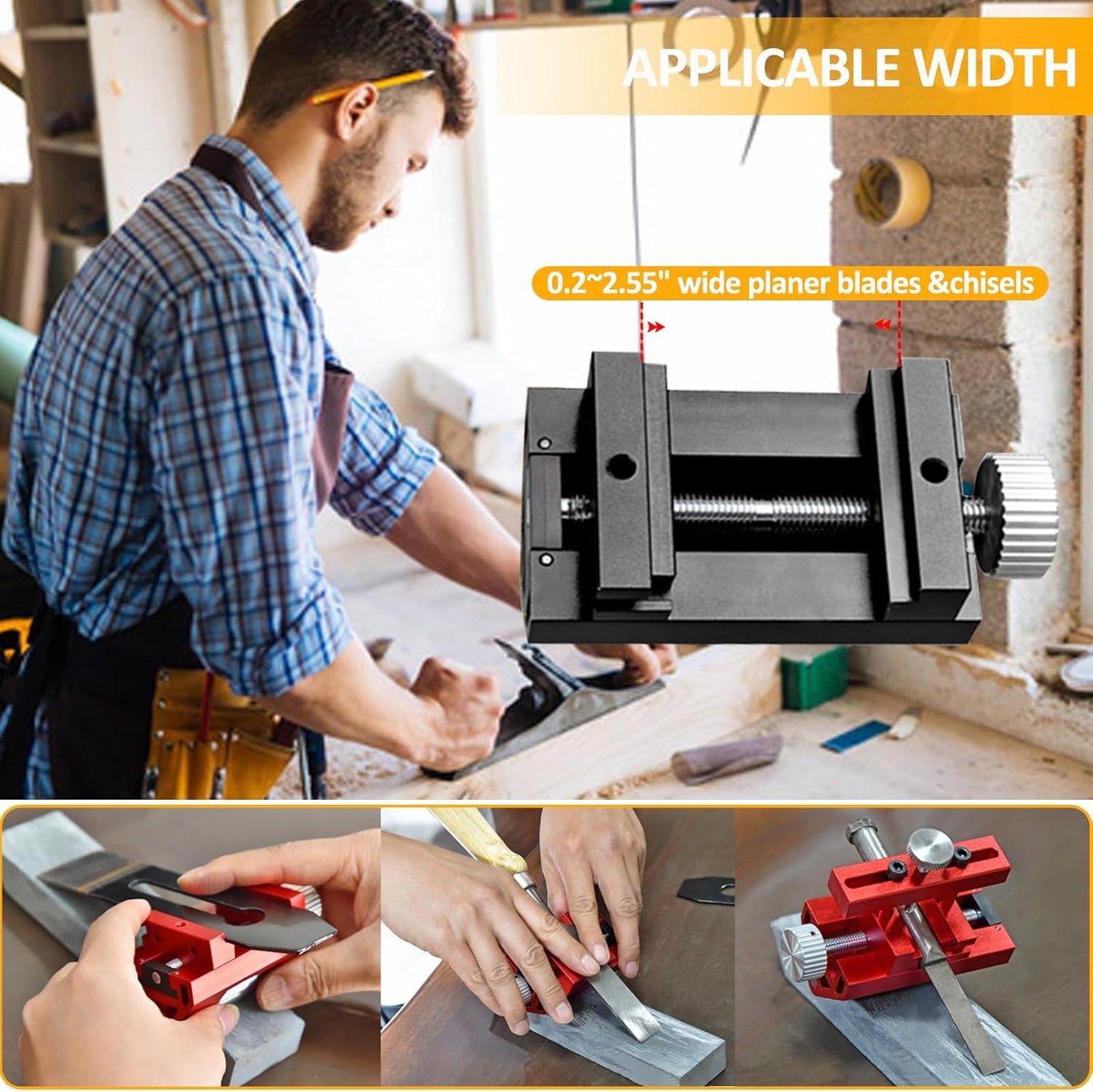 Honing Guide for Chisels and Planes,Adjustable Chisel Sharpening Jig,Fixed Angle Knife Sharpener Tool,Knife Honing Guide Clamping Planer Blade for Chisels and Planes