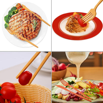 6 Pack Wheat Straw Cutlery, Portable Travel Utensils Spoon Fork Knife, Reusable Flatware Set with Case for Travel Office Lunch Camping Daily Use(6 Colors)