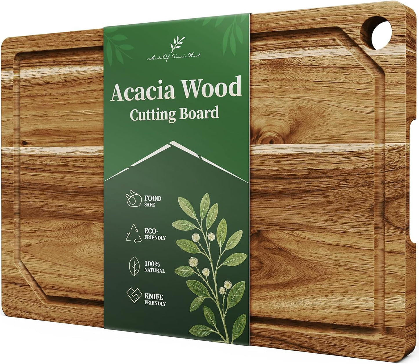 Bamboo Cutting Board - Multi-Sizes Wooden Cutting Boards for Kitchen, Convenient Kitchen Essentials with Deep Juice Grooves， Cutting Board for Chopping & Serving, Large, Natural