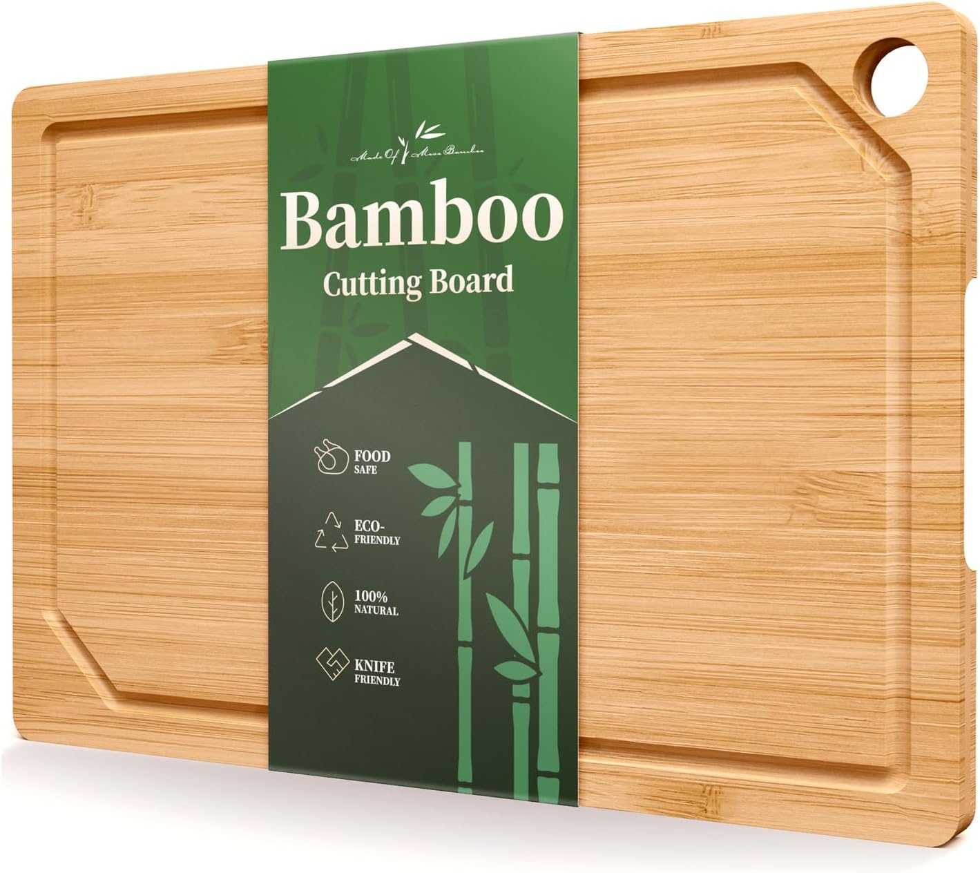 Bamboo Cutting Board - Multi-Sizes Wooden Cutting Boards for Kitchen, Convenient Kitchen Essentials with Deep Juice Grooves， Cutting Board for Chopping & Serving, Large, Natural