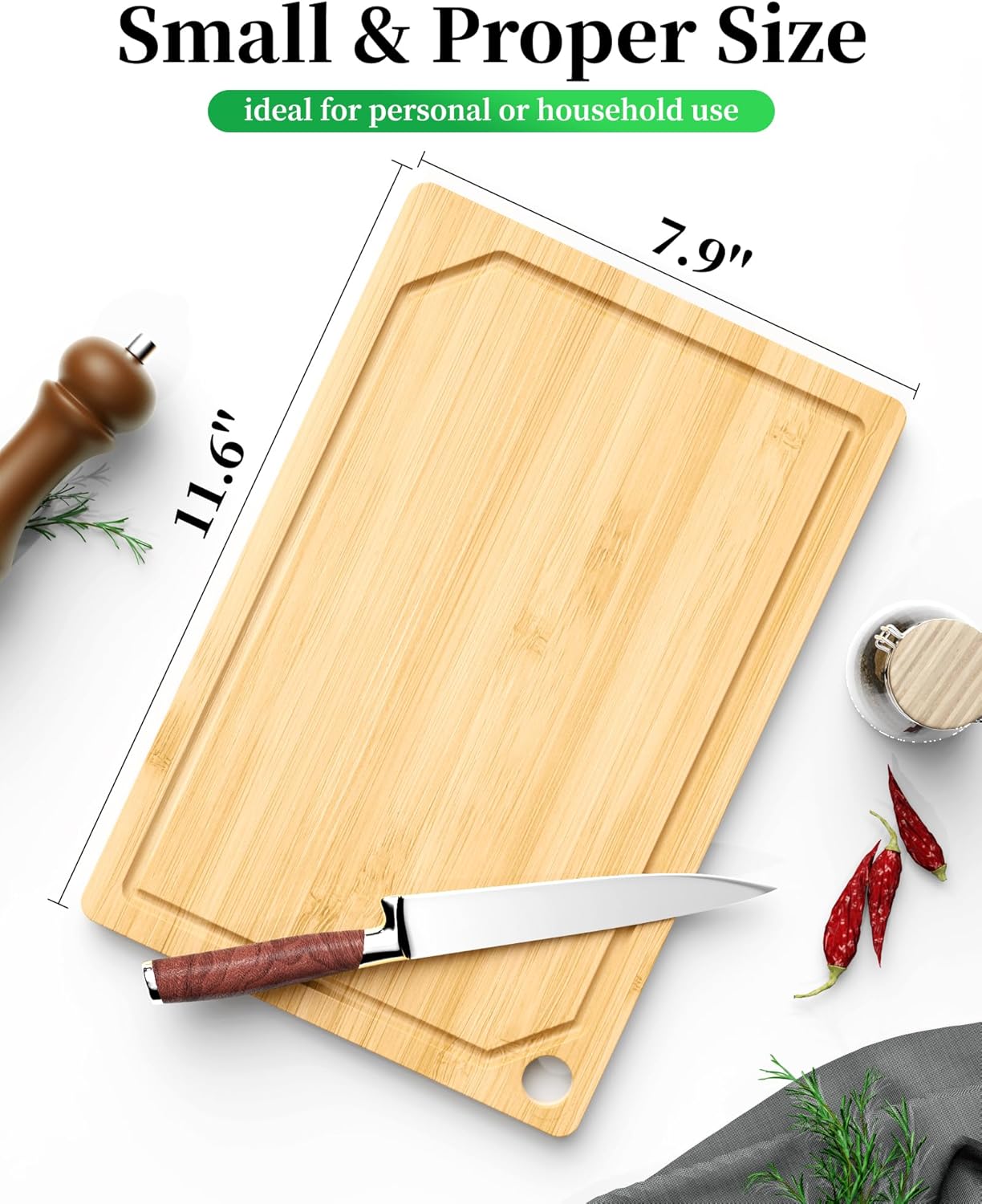 Bamboo Cutting Board - Multi-Sizes Wooden Cutting Boards for Kitchen, Convenient Kitchen Essentials with Deep Juice Grooves， Cutting Board for Chopping & Serving, Large, Natural