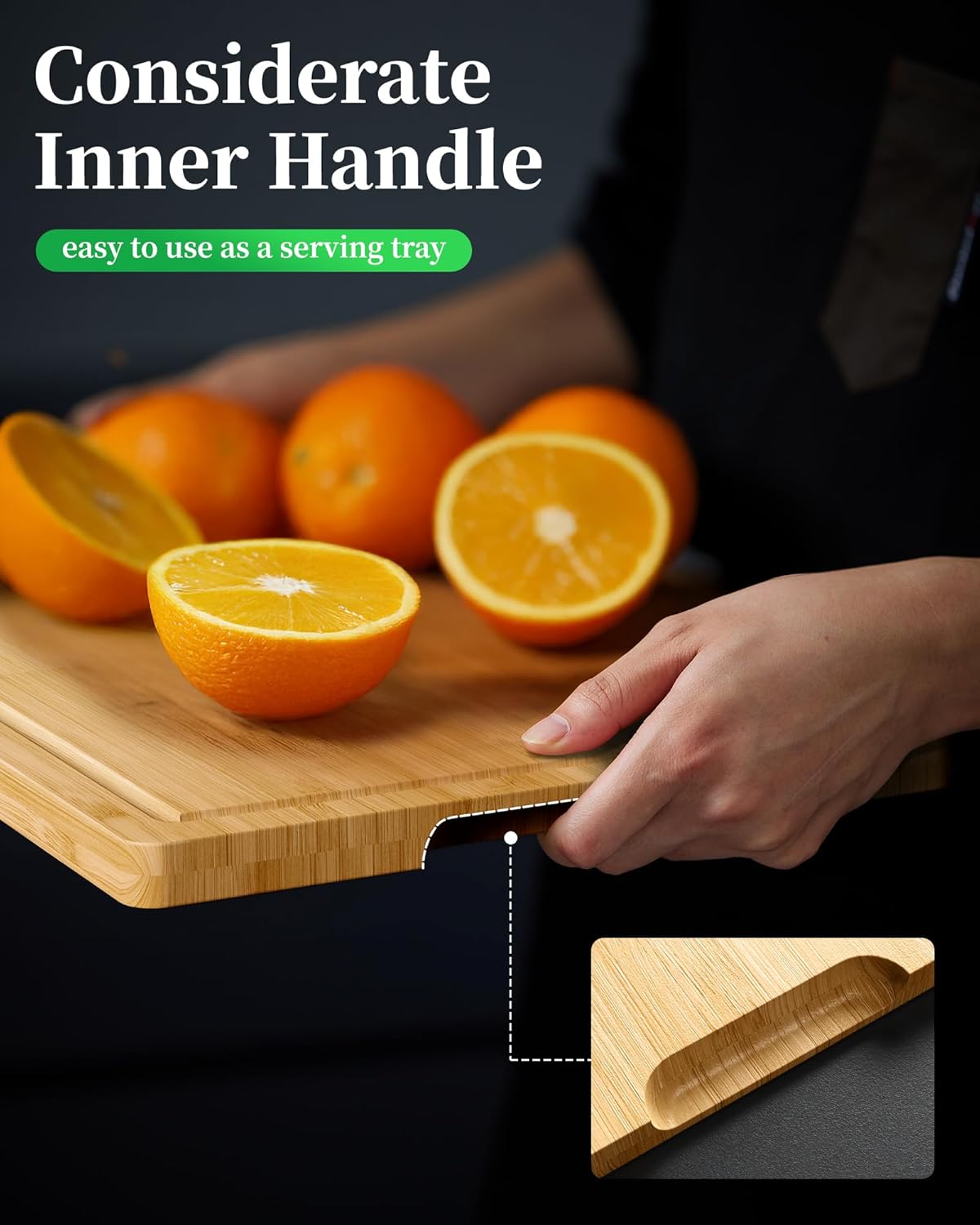 Bamboo Cutting Board - Multi-Sizes Wooden Cutting Boards for Kitchen, Convenient Kitchen Essentials with Deep Juice Grooves， Cutting Board for Chopping & Serving, Large, Natural